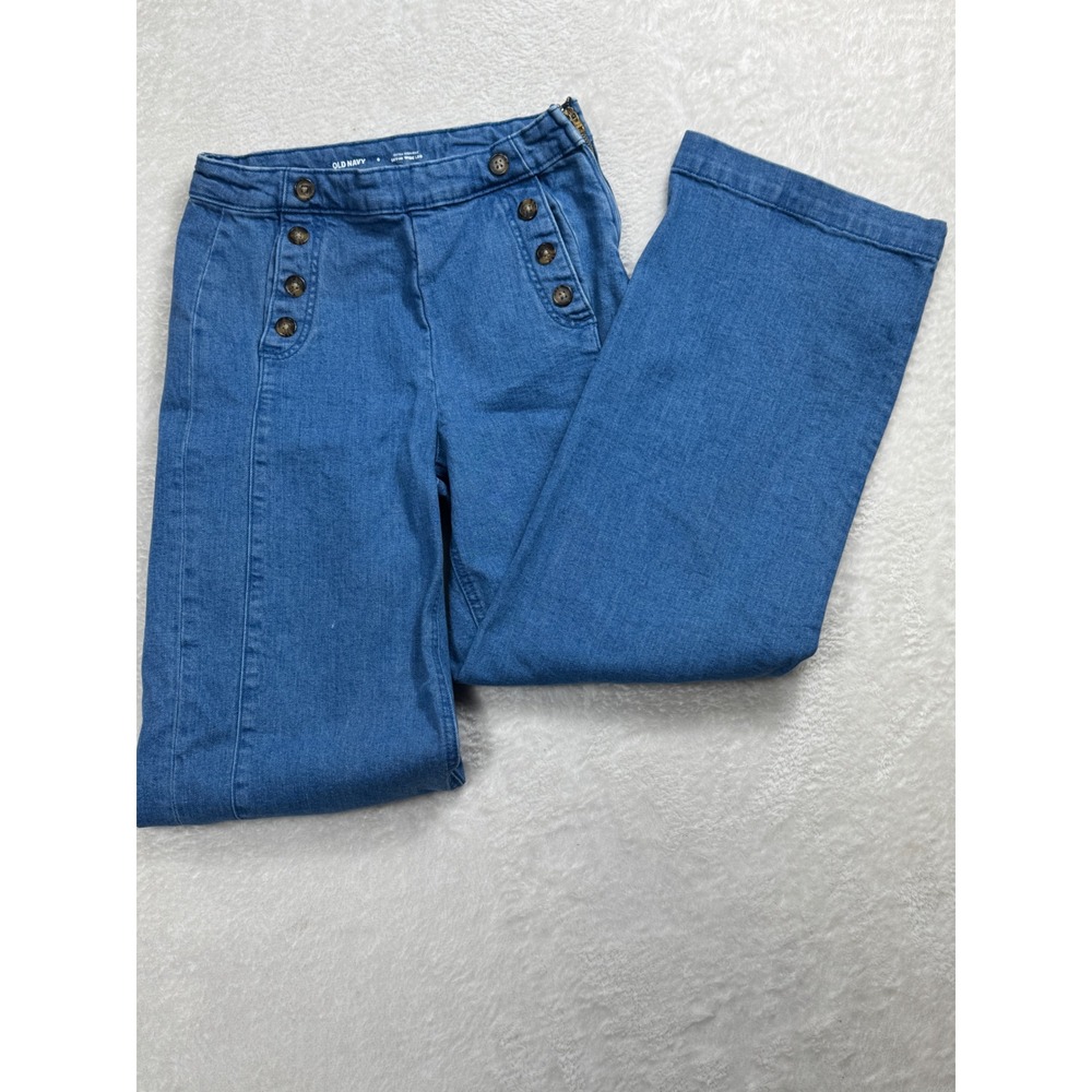 Old Navy Extra High-Rise Sky-Hi Wide Leg Jeans Medium Wash Womens 6 Sailor